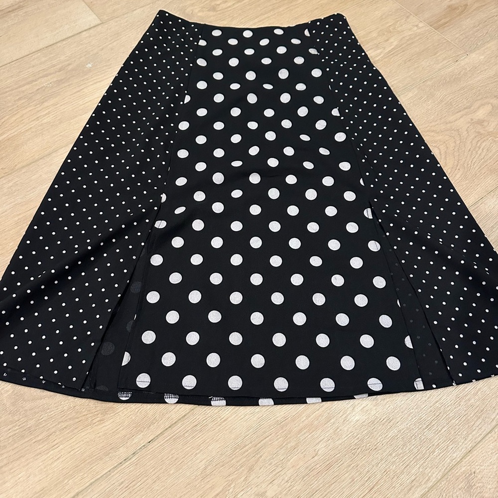Elegant Black and White Polka Dot A-Line Skirt